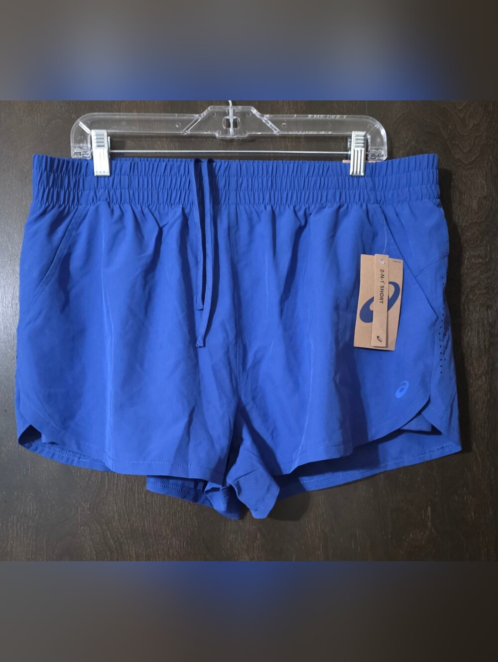 ASICS Royal Blue 2-in-1 Athletic Running Shorts Pockets Women's Size XL